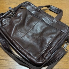 ダークブラウン レザー ビジネスバッグの画像