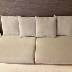 ローソファ　3人掛け　木製の画像