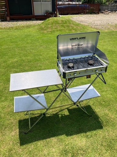 ユニフレーム　ツーバーナー、キッチンスタンド、ジャグ、ケースセット