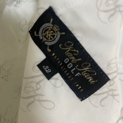 カールカナイゴルフ　パンツ　シルバーロゴ刺繍　32 サイズL  ゴルフパンツ ストレッチ ホワイト 白 サイズLの画像