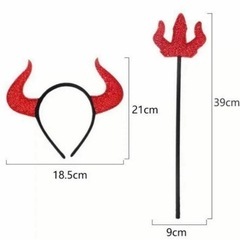 新品 デビル　悪魔　カチューシャ　セット　ハロウィン　杖 ステッキ　仮装　コスプレの画像