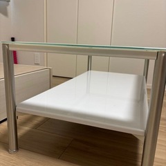 ローテーブル　ガラス　ホワイトの画像