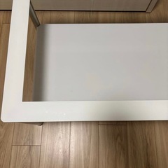 ローテーブル　ガラス　ホワイトの画像