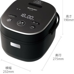 SHARPジャー炊飯器 KS-CF05A-B 黒 3合炊き パン調理機能付の画像