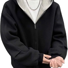 新品‼️L パーカー メンズ 秋服 アウター フード付き ファスナー 無地の画像