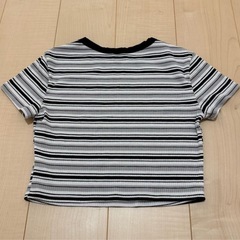  ボーダー クロップドTシャツ Mサイズの画像