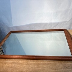 大型木製ミラー 1010×630 木枠 レトロ ビンテージ アンティーク サロン ショップ カフェ 美容 理容院 バーバー 床屋 の画像
