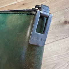 【yuhaku】長財布　本革グラデーション　グリーン系　味のあるレザーの画像