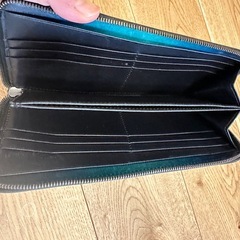 【yuhaku】長財布　本革グラデーション　グリーン系　味のあるレザーの画像