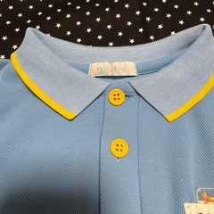 水色と黄色のポロシャツスタイルのジャージ、体操服　サイズ110、中古品で使用感あり。の画像