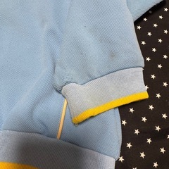 水色と黄色のポロシャツスタイルのジャージ、体操服　サイズ110、中古品で使用感あり。の画像