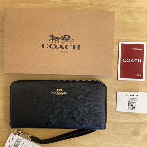 コーチ　ファスナー付ブラック長財布G②【新品未使用】