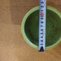 陶器植木鉢　黄緑色　使用済みの画像