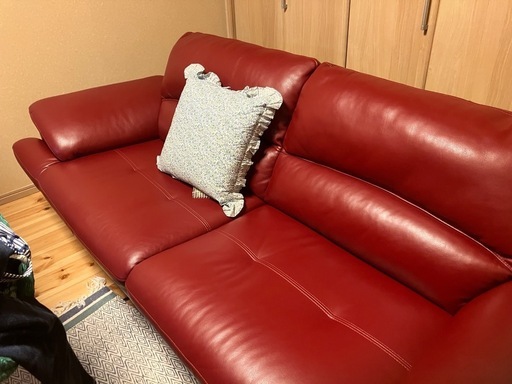 イタリア製本革ソファ3人がけ 程度良好 引取り希望