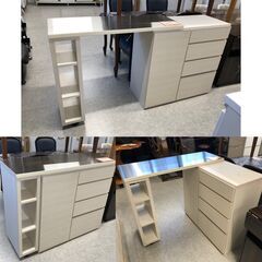 【ジ599】伸縮式キッチンボード 白 ホワイト ステンレス天板 (ma)の画像