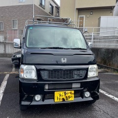 軽自動車　バモス　軽キャンピングカー　車中泊　サーフィンの画像