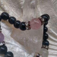 パワーストーン ブレスレット 【ローズクォーツ×アメジスト×水晶×オニキス】の画像
