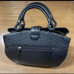 未使用　オーストリッチレザー ブラック ハンドバッグ の画像