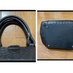 未使用　オーストリッチレザー ブラック ハンドバッグ の画像