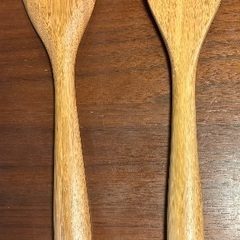 木製サラダサーバー 未使用スプーンとフォークセット 長さ約30センチの画像