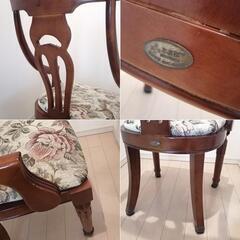 ダイニングチェア2脚　座面ゴブラン織り風生地　座面広め　木製　輸入家具の画像
