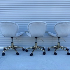 ASHEL ブリリアント 3脚 シャイニー ベロア キャスター ゴールド デスクチェア 回転チェア チェア 韓国風 mw0768の画像