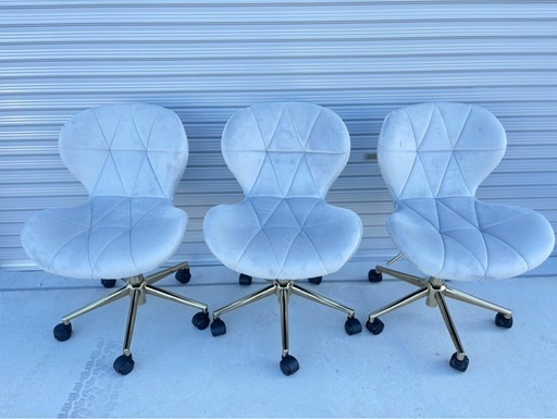 ASHEL ブリリアント 3脚 シャイニー ベロア キャスター ゴールド デスクチェア 回転チェア チェア 韓国風 mw0768