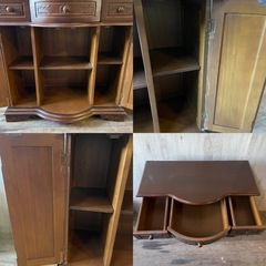 アンティーク調 コンソールキャビネット 木彫り 飾り棚 サイドボードの画像