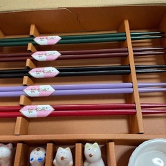 猫の箸置き,箸,お盆,ミニ鉢セット　桂由美の画像