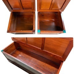 NO.2613 【引取り限定】 希少 本花梨 総無垢 囲炉裏ダイニングテーブル5点セット 家具 テーブル ダイニング 中古 ※配送不可の画像