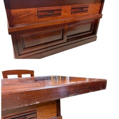 NO.2613 【引取り限定】 希少 本花梨 総無垢 囲炉裏ダイニングテーブル5点セット 家具 テーブル ダイニング 中古 ※配送不可の画像