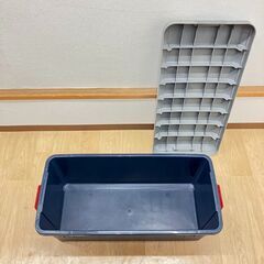 stp-3494　カラーボックス　78×36×33cm　収納ケース　収納ボックス　収納　箱　蓋付き　フタ　物置　ケース　屋外　グレー　ダークブルー　コンテナの画像