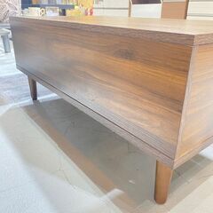 G28★モデルルーム品★昇降式ローテーブル リフトアップ センターテーブル W89cm ウォルナット 木目調 収納 の画像