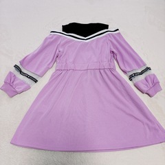 140cm BISKEE 紫色 長袖ワンピースの画像