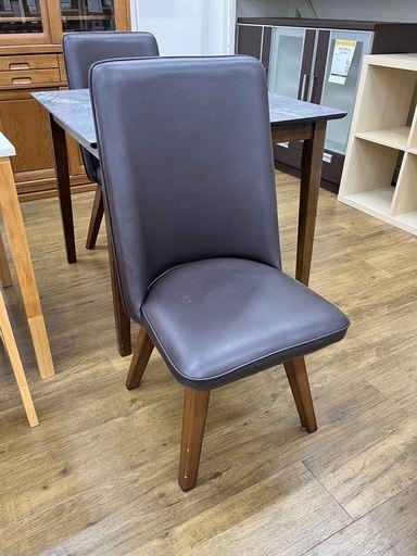 ダイニングチェア 回転式 レザー ブラウン ハイバック