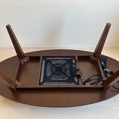 オーバルデザイン　楕円こたつローテーブル ブラウンの画像