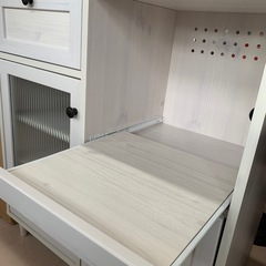 美原店 佐藤産業 POWRY ポーリー レンジ台 ホワイト ミドルレンジボード 木目調　キャビネットの画像