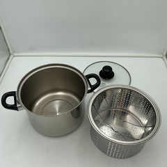 美味しんぼう　ステンレス製　ガラス蓋付　パスタポット22cmの画像