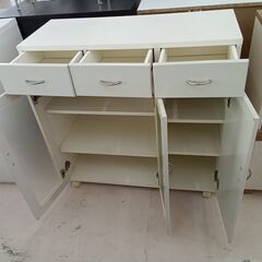 リユースのサカイ栃木店★ジモティ割あり★  レンジ台 ホワイト W90×D42×H90.5 クリーニング済み TC11331の画像