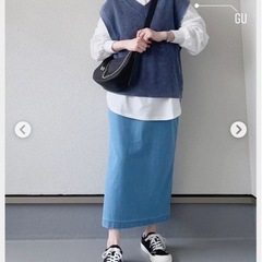 ユニクロ／デニムジャージースカート／黒／Ｓサイズの画像