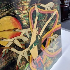 ロ 2510-658 丁紹光 ティン・シャオ・クァン作 女性と鳥の絵 中古の画像