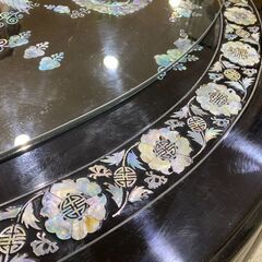 螺鈿細工｜花鳥柄｜ガラス天板付｜座卓の画像