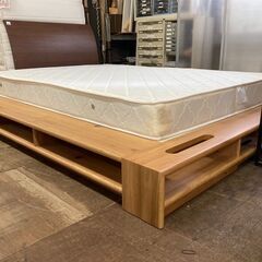 【愛品倶楽部柏店】ダブルベッド 「F:関家具 トリシア」「M:桜屋工業 CHERRY BM-00 CF-160 ボンネル」 フレーム＆マットレスSETの画像