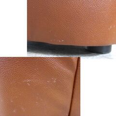 関家具 2人掛 ソファ 本革 ブラウン系 152cm 背脱着式で運搬可能！大川家具 長椅子 札幌市北区屯田の画像