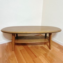 カリモク 高級家具 センターテーブル ローテーブル 楕円の画像