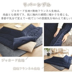 【新品未使用】こたつ布団 正方形 ネイビー 190×190 リバーシブル 両面使える 抗菌防臭 の画像