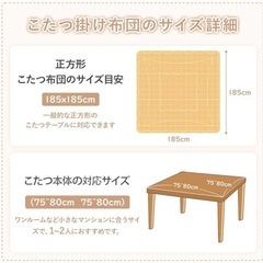 【新品未使用】こたつ布団 正方形 ネイビー 190×190 リバーシブル 両面使える 抗菌防臭 の画像