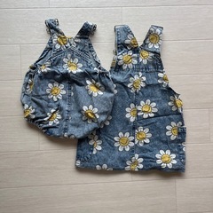 姉妹お揃い⭐️100cm70cmサイズ調整可　マイリトルワンダー  オーバーオール　ペア　の画像