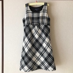 【着用1回】GapKids モノトーン ツイードワンピース 140cmの画像