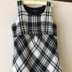 【着用1回】GapKids モノトーン ツイードワンピース 140cmの画像